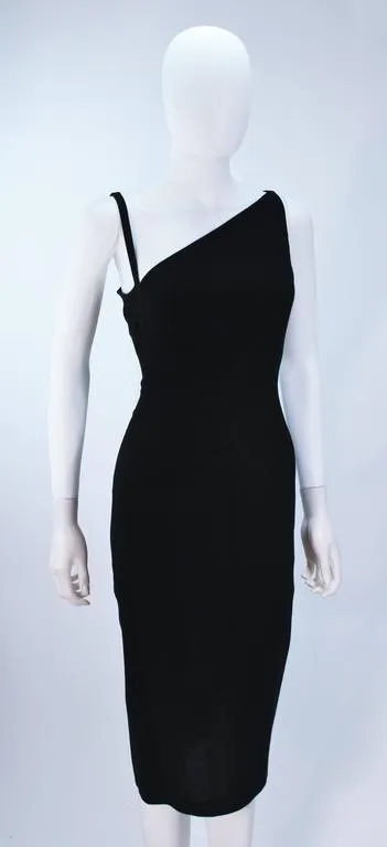 JOHN GALLIANO Black Asymmetrical Cocktail Dress Size 6