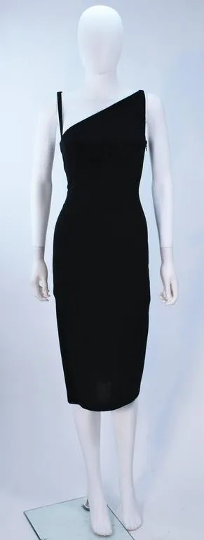 JOHN GALLIANO Black Asymmetrical Cocktail Dress Size 6