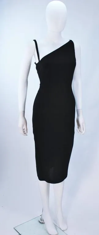 JOHN GALLIANO Black Asymmetrical Cocktail Dress Size 6