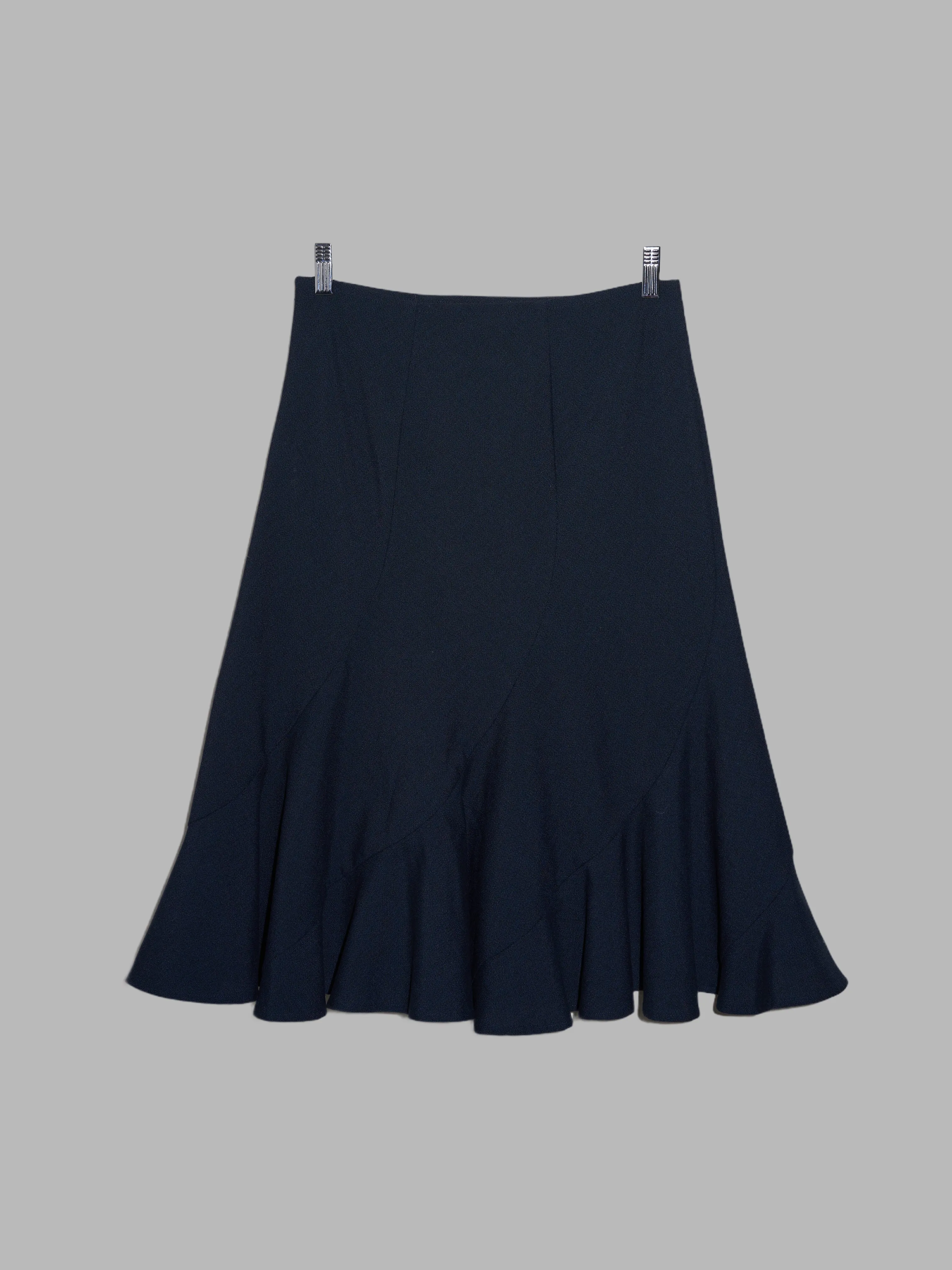 Junya Watanabe Comme des Garcons 2000 dark navy wool poly paneled skirt - M