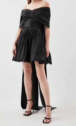 Karen Millen Bow Detail Taffeta Woven Mini Dress