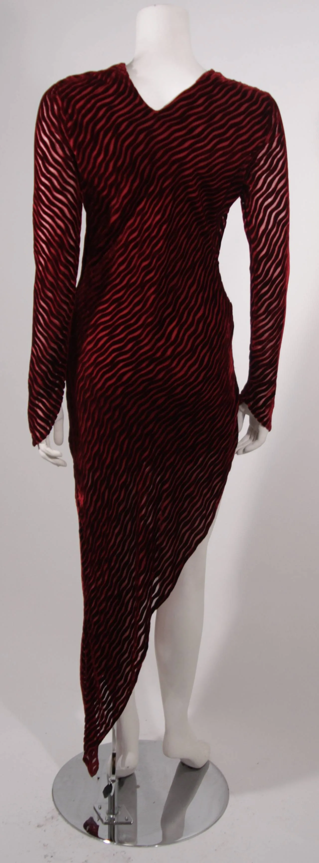 KARL LAGERFELD Burgundy Velvet Burn Out Gown Size 38