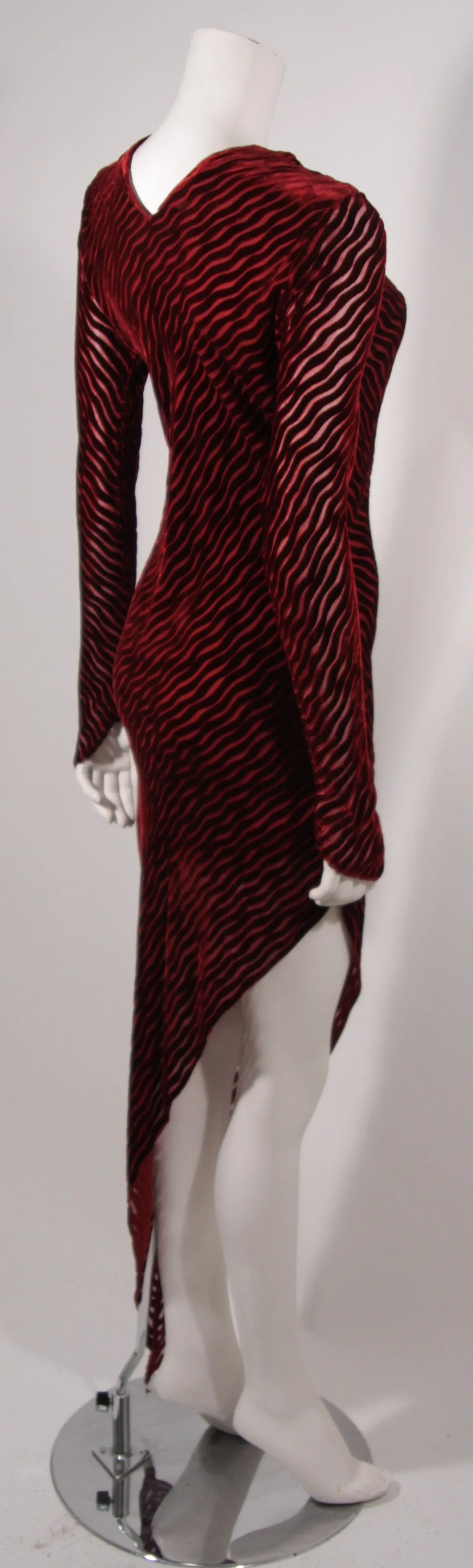 KARL LAGERFELD Burgundy Velvet Burn Out Gown Size 38