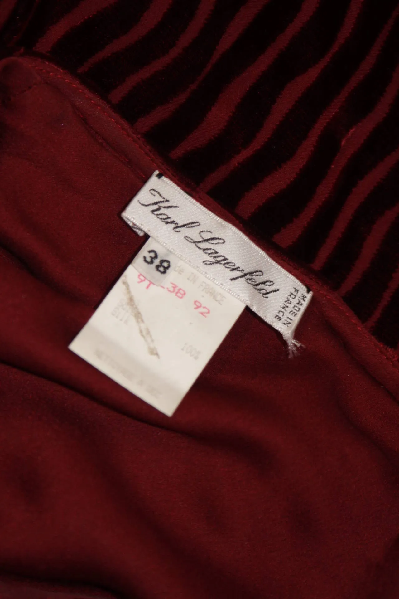 KARL LAGERFELD Burgundy Velvet Burn Out Gown Size 38