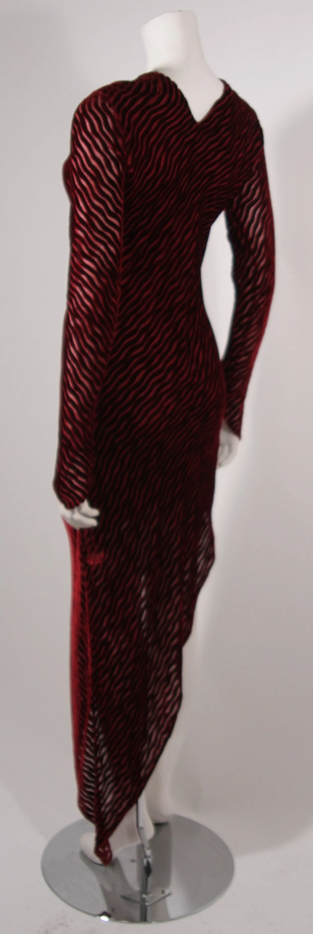 KARL LAGERFELD Burgundy Velvet Burn Out Gown Size 38