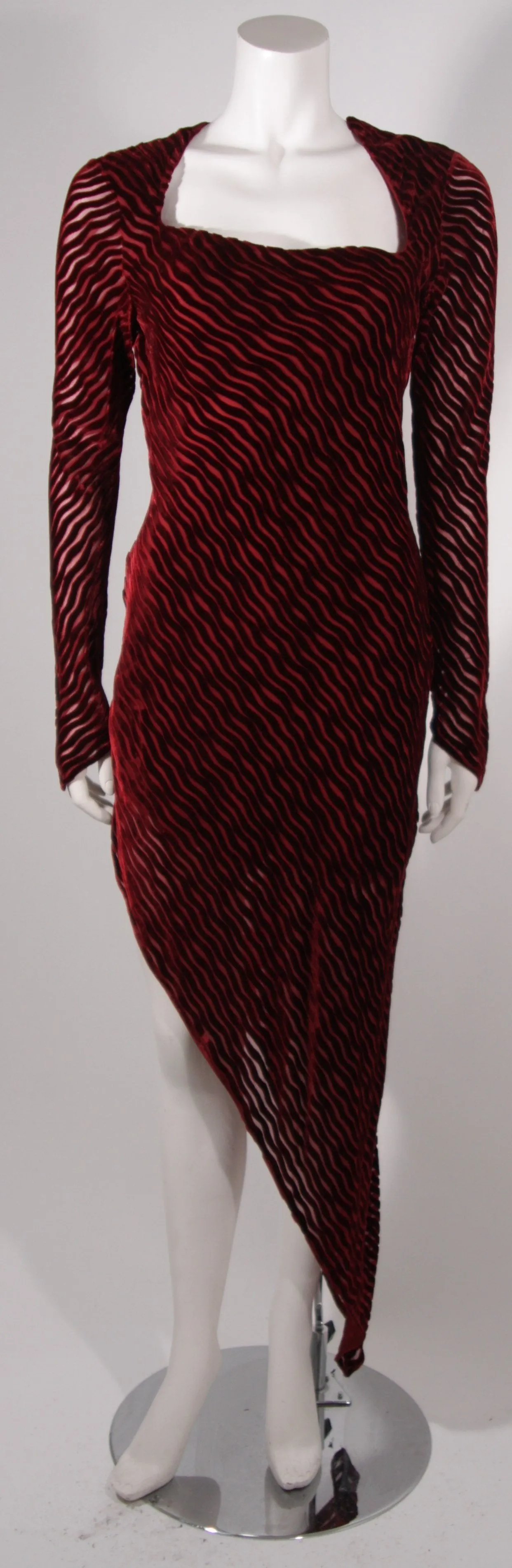 KARL LAGERFELD Burgundy Velvet Burn Out Gown Size 38