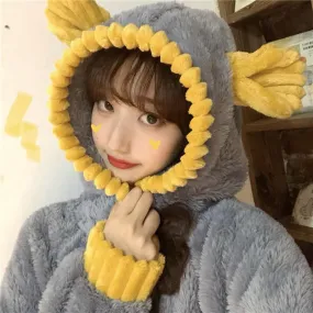 Kawaii Sunflower Hooded Velvet Pajama