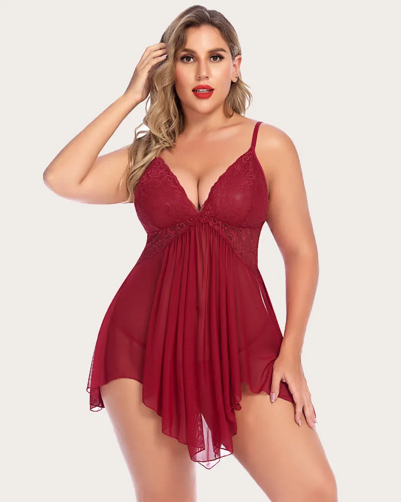 Lace Babydoll V Neck Sexy Strap Sleepwear