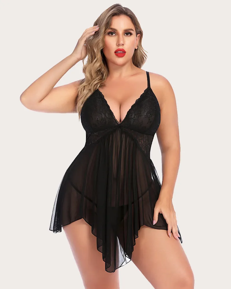 Lace Babydoll V Neck Sexy Strap Sleepwear