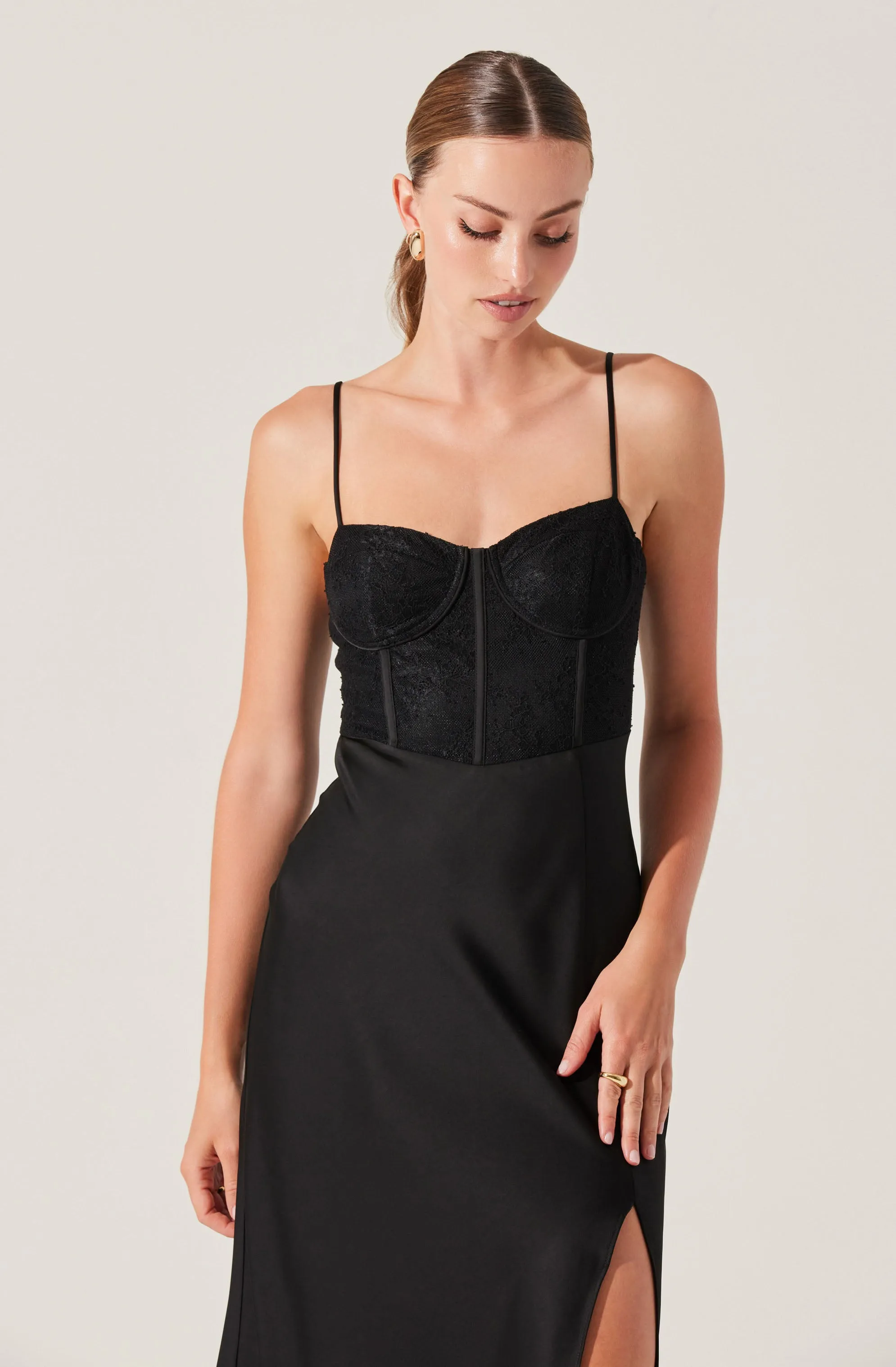 Lace Bustier Midi Dress