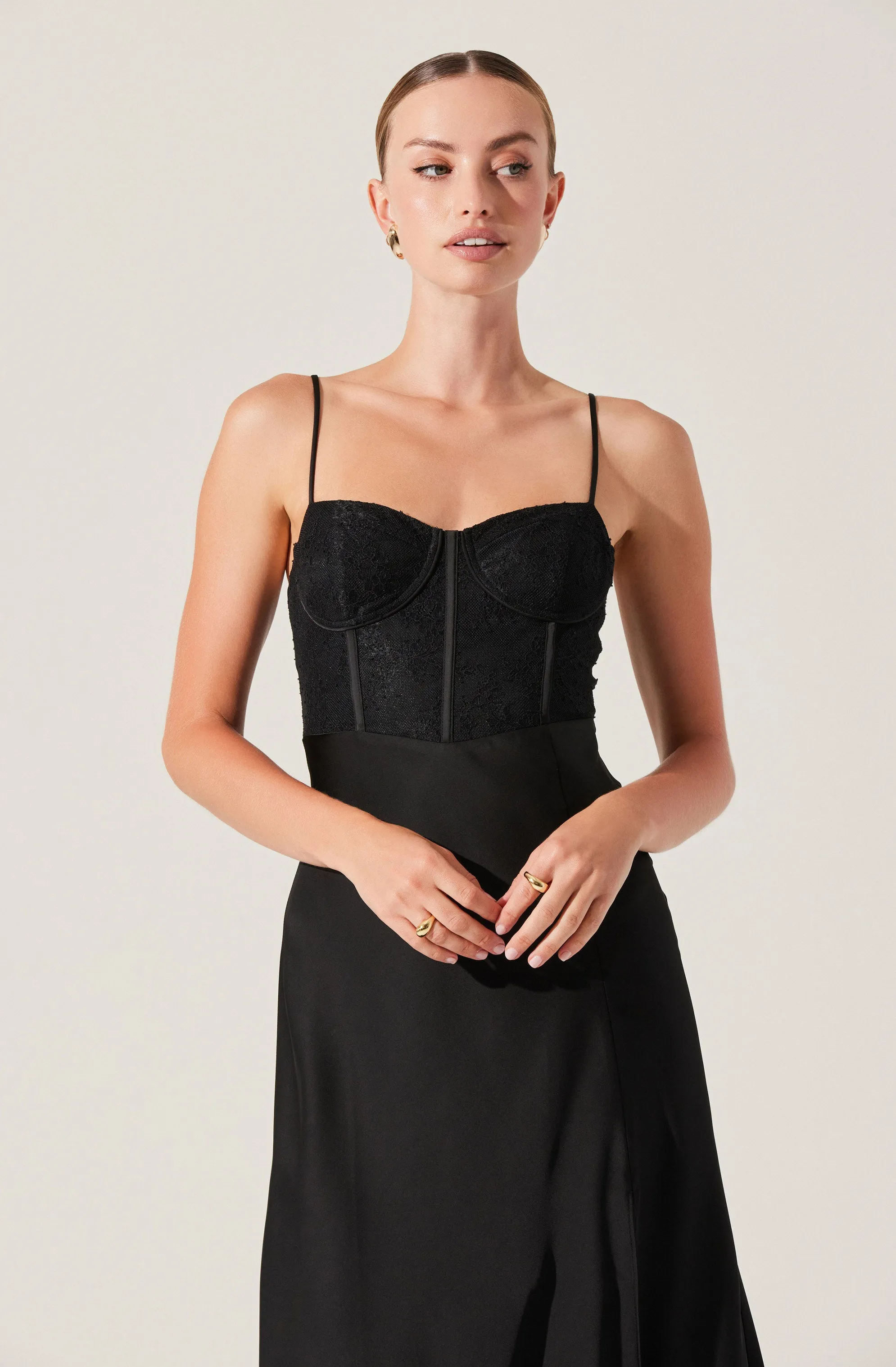 Lace Bustier Midi Dress