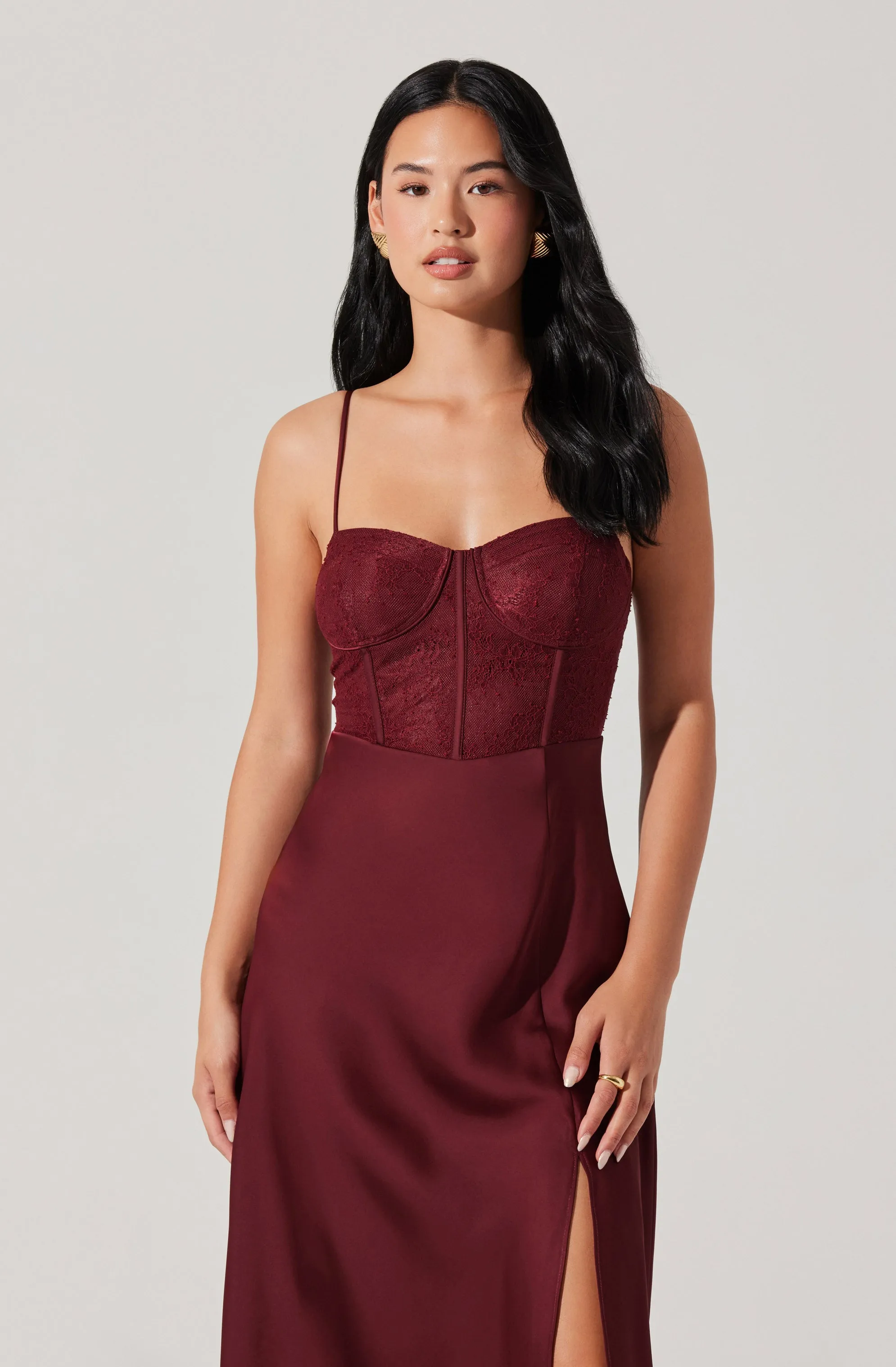 Lace Bustier Midi Dress