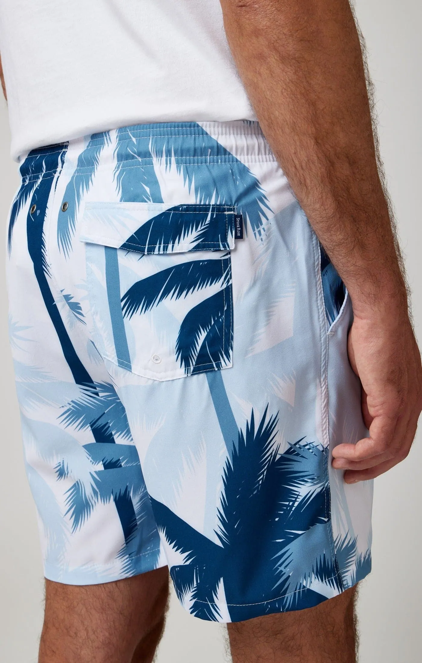 Light Blue Large Palms Swim Shorts