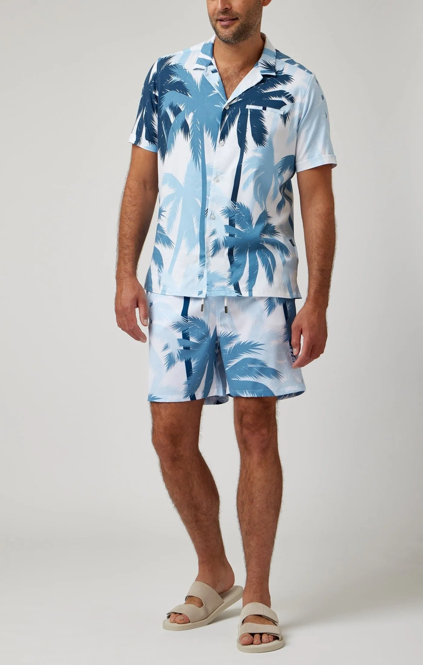 Light Blue Large Palms Swim Shorts