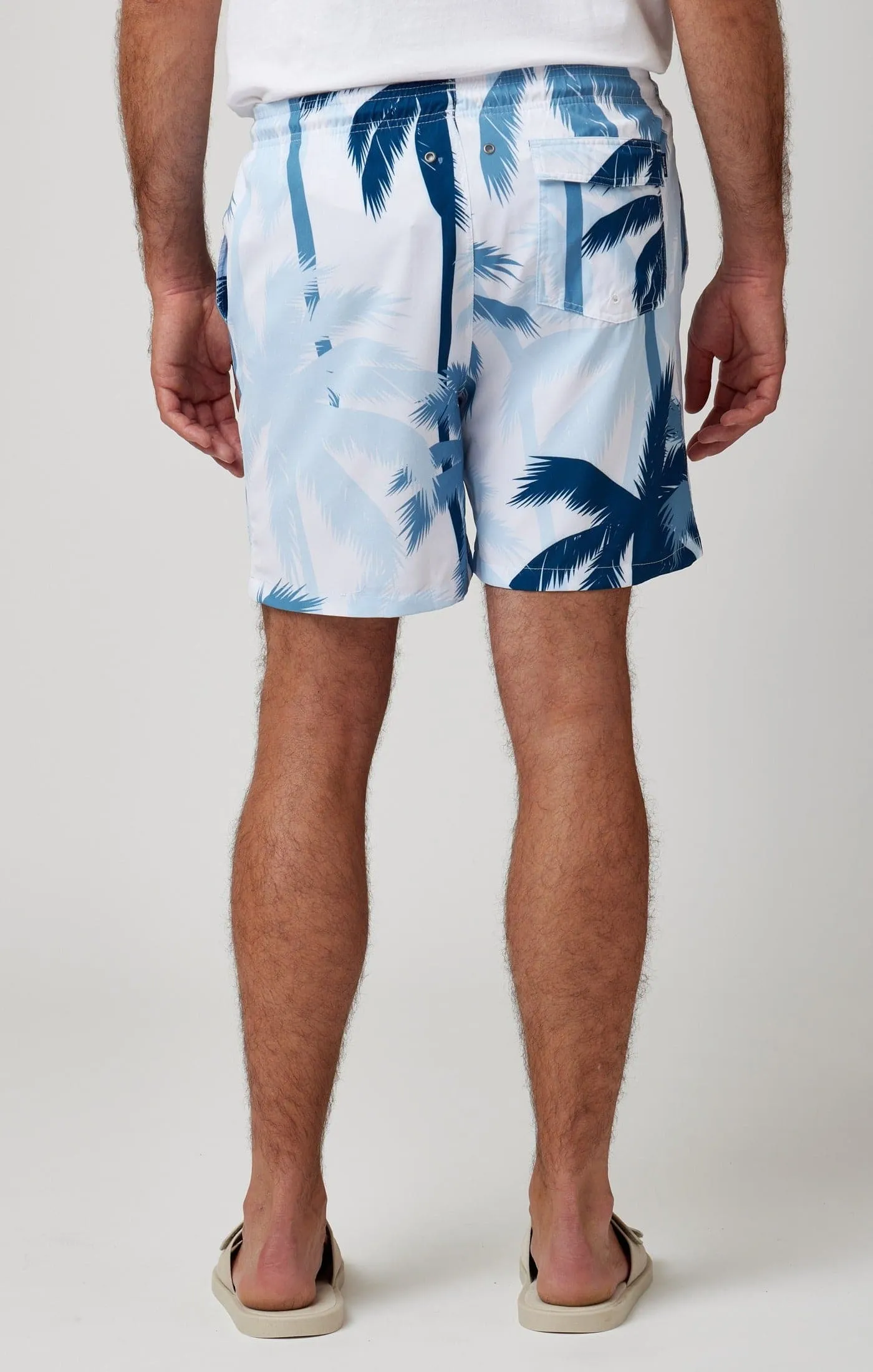 Light Blue Large Palms Swim Shorts