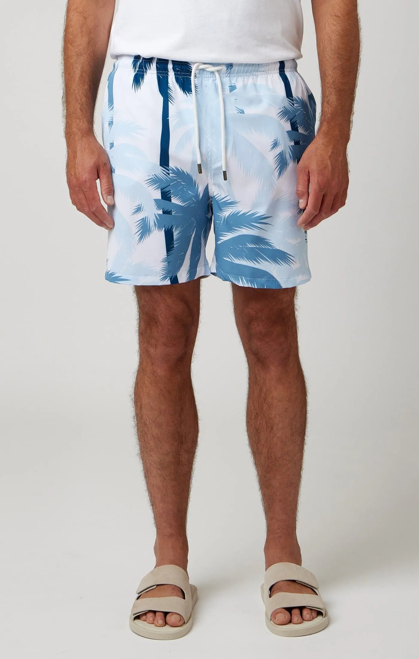 Light Blue Large Palms Swim Shorts