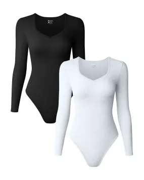 Long Sleeve  V Neck  Bodysuits