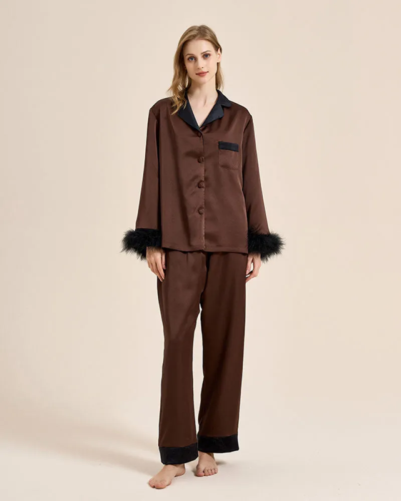 Luxury Feather-Lined Home Wear Pajama