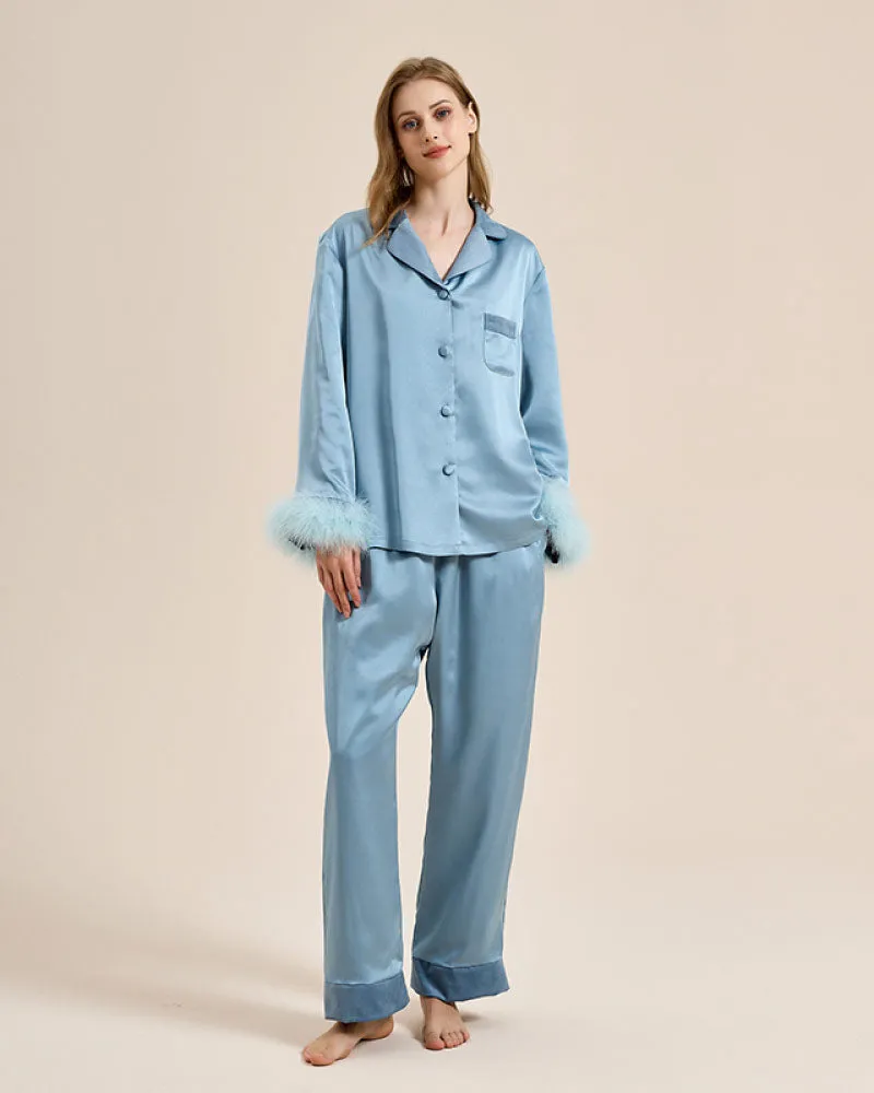 Luxury Feather-Lined Home Wear Pajama