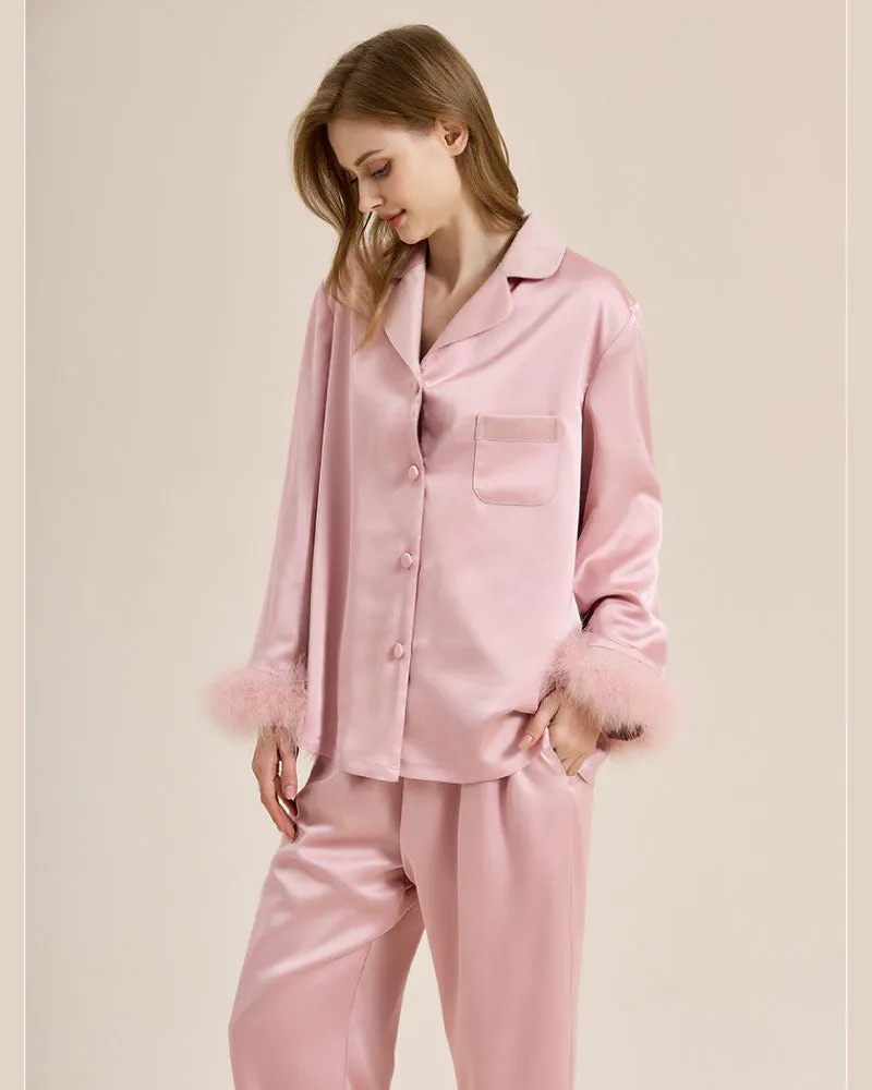 Luxury Feather-Lined Home Wear Pajama