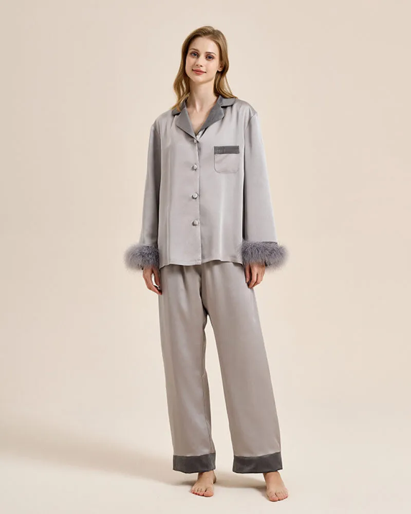 Luxury Feather-Lined Home Wear Pajama