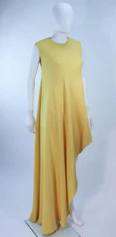 MADAME GRES 1960s Yellow Asymmetrical Gown