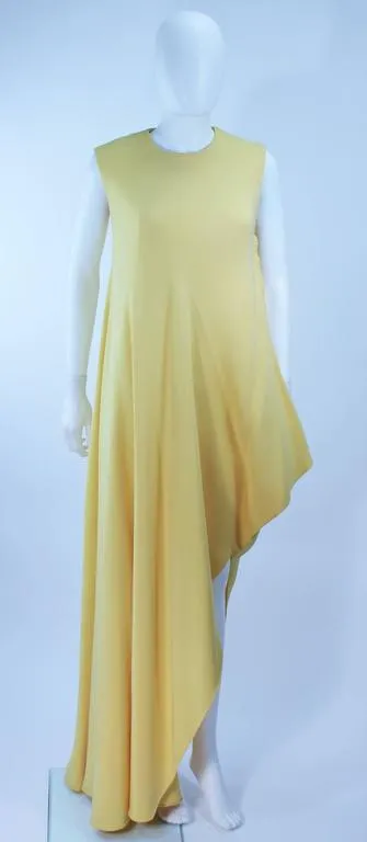 MADAME GRES 1960s Yellow Asymmetrical Gown