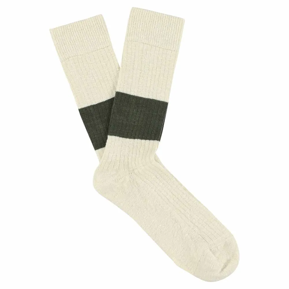 Melange Band Socks - Ecru / Khaki