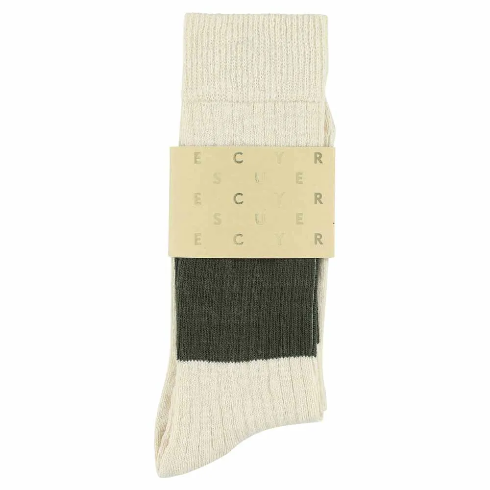 Melange Band Socks - Ecru / Khaki