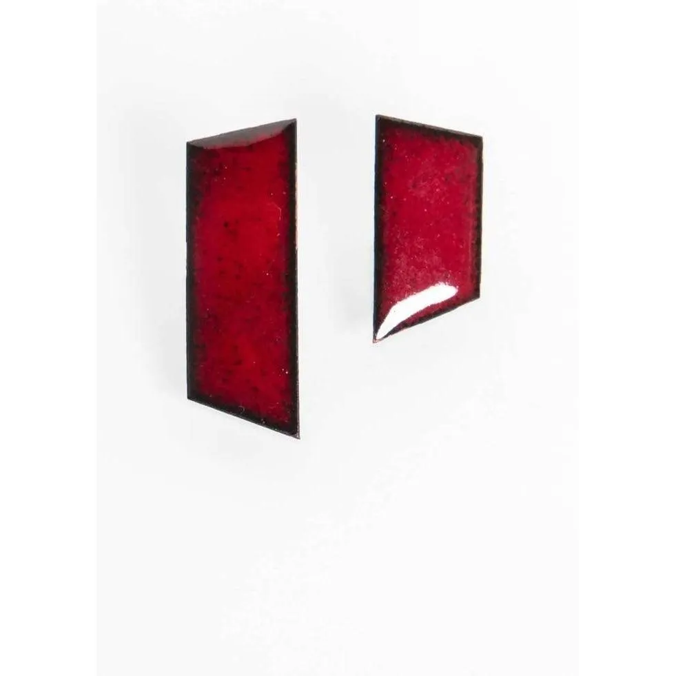 Michel Mcnabb Ruby Red Asymmetrical Earrings