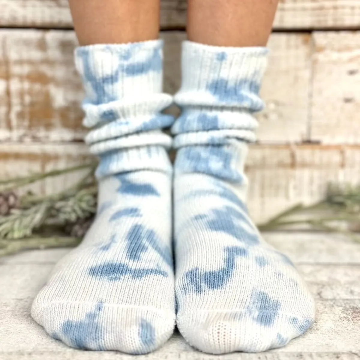 MINI  organic crew socks women - Tie dye blue