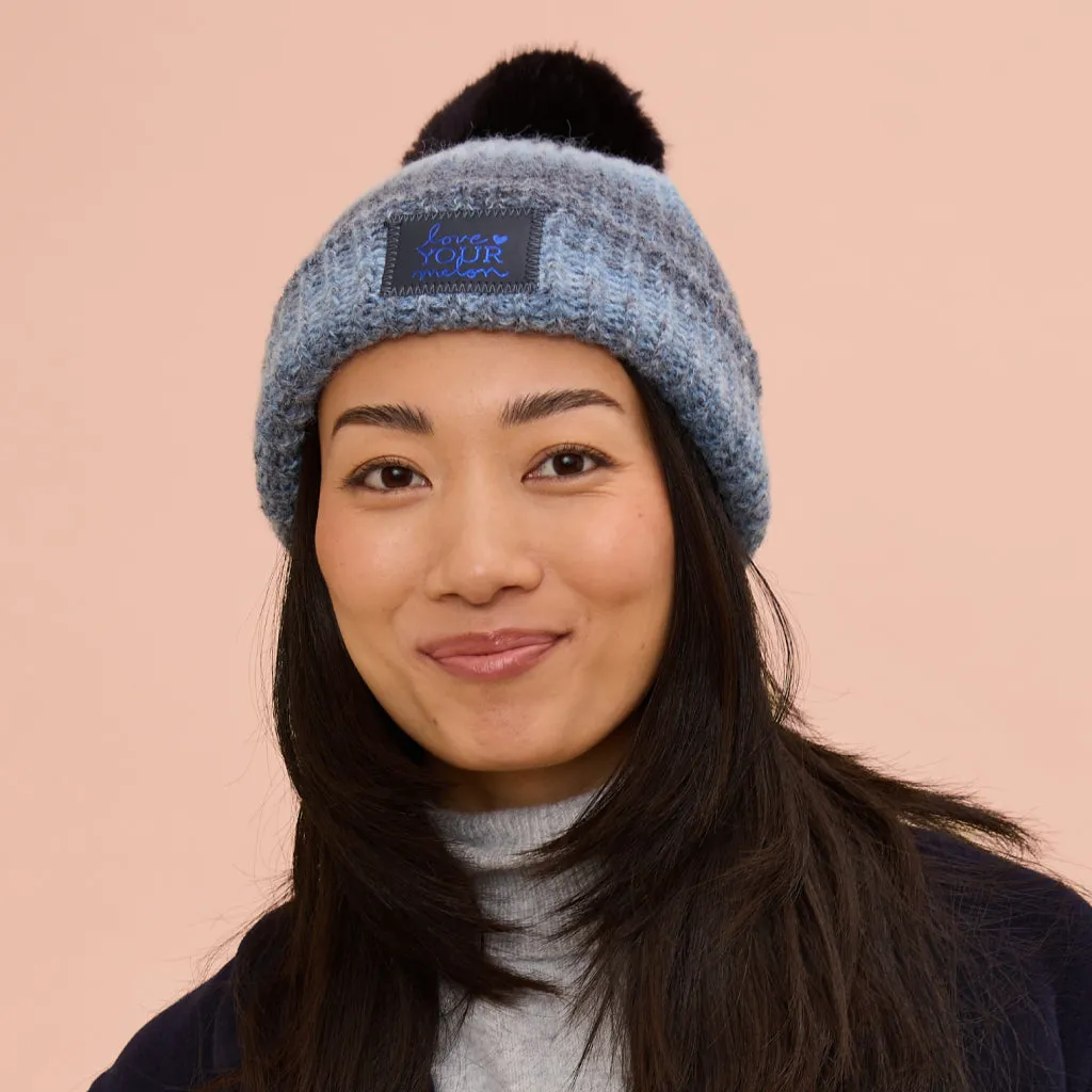 Navy Space Dye Pom Beanie