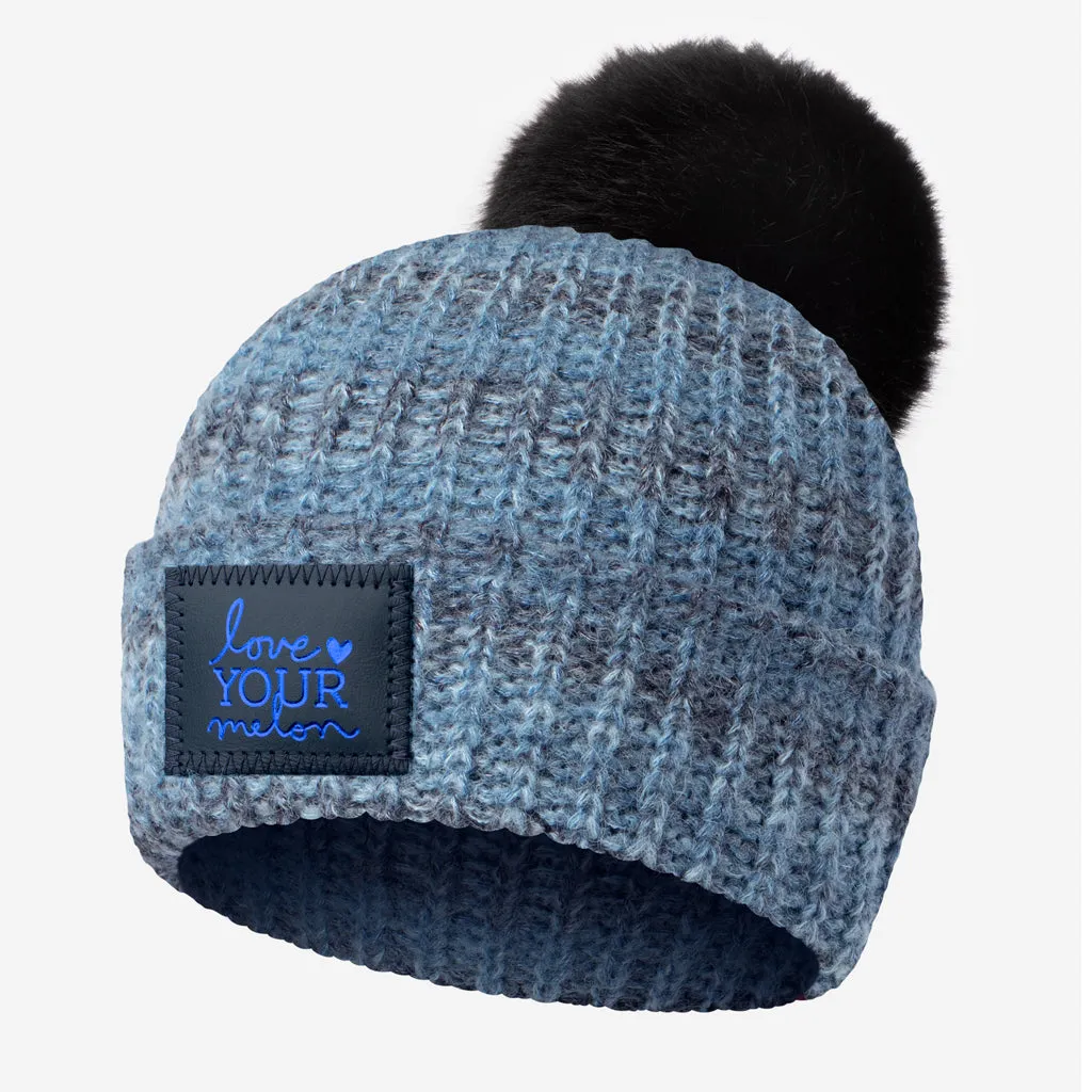 Navy Space Dye Pom Beanie