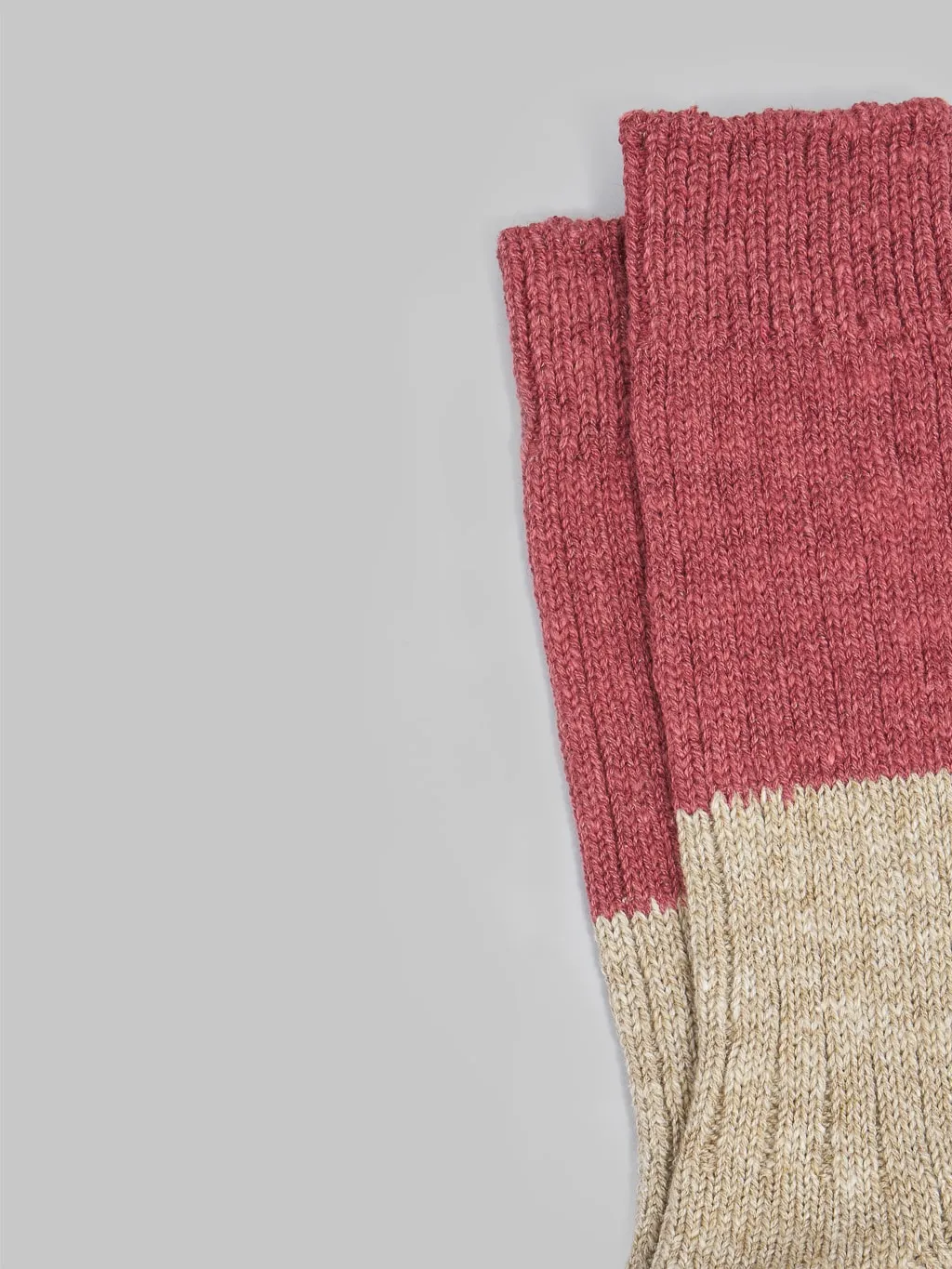 Nishiguchi Kutsushita Wool Cotton Slab Socks Red