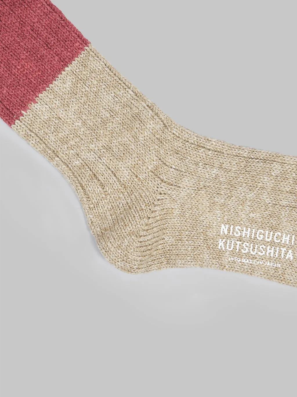 Nishiguchi Kutsushita Wool Cotton Slab Socks Red