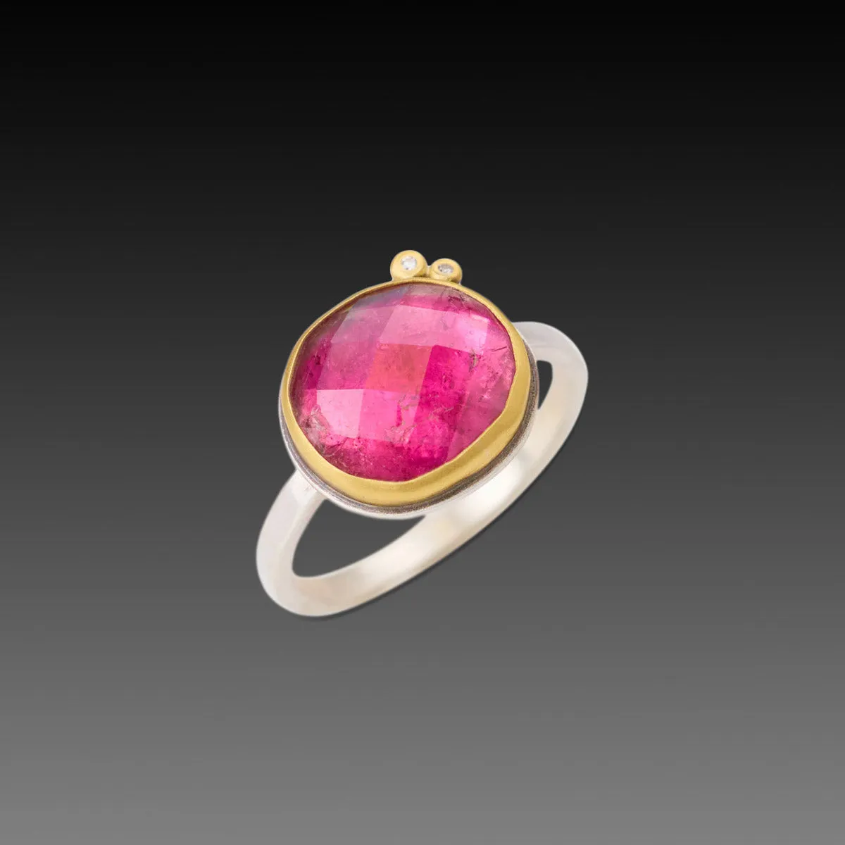 Ombre Pink Tourmaline Ring with Diamonds