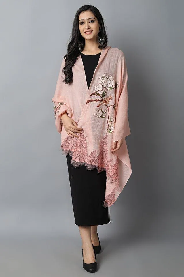 Peach Bird Pashmina-Cashmere Stole