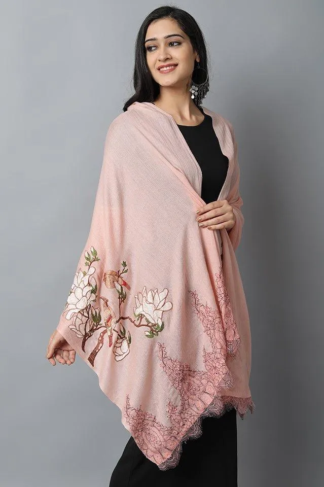 Peach Bird Pashmina-Cashmere Stole