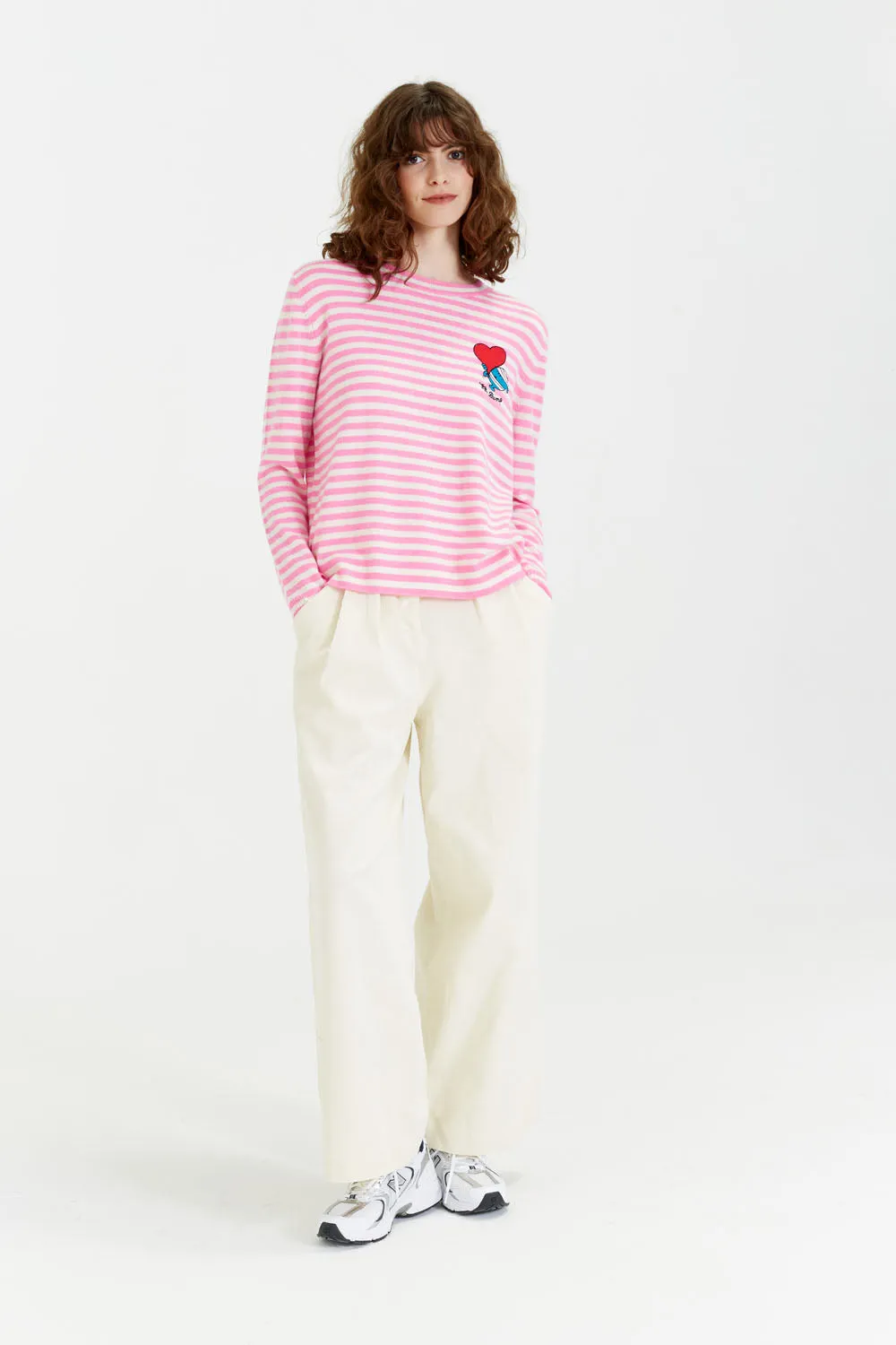 Pink Stripe Wool-Cashmere Mr. Bump Sweater