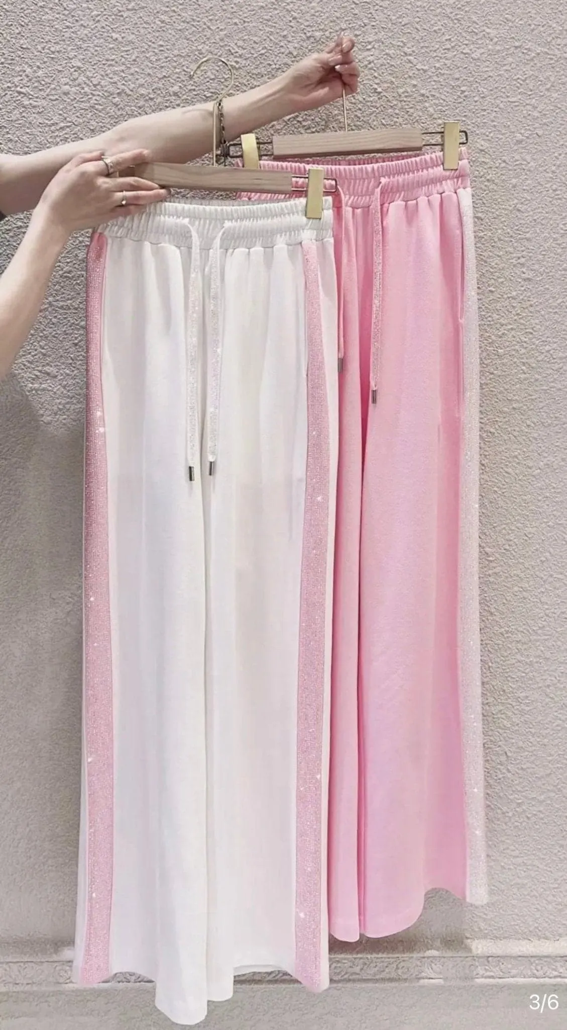 Pink Striped High-Waisted Wide Leg Loose Casual Pants