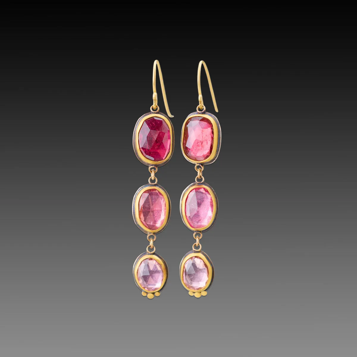 Pink Tourmaline Ombre Drop Earrings