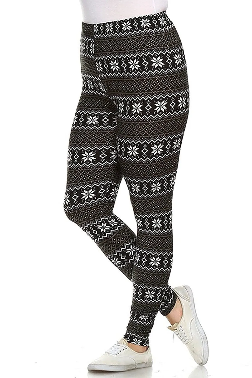 Plus Size Multi Print High Waist Holiday Fashion Leggings