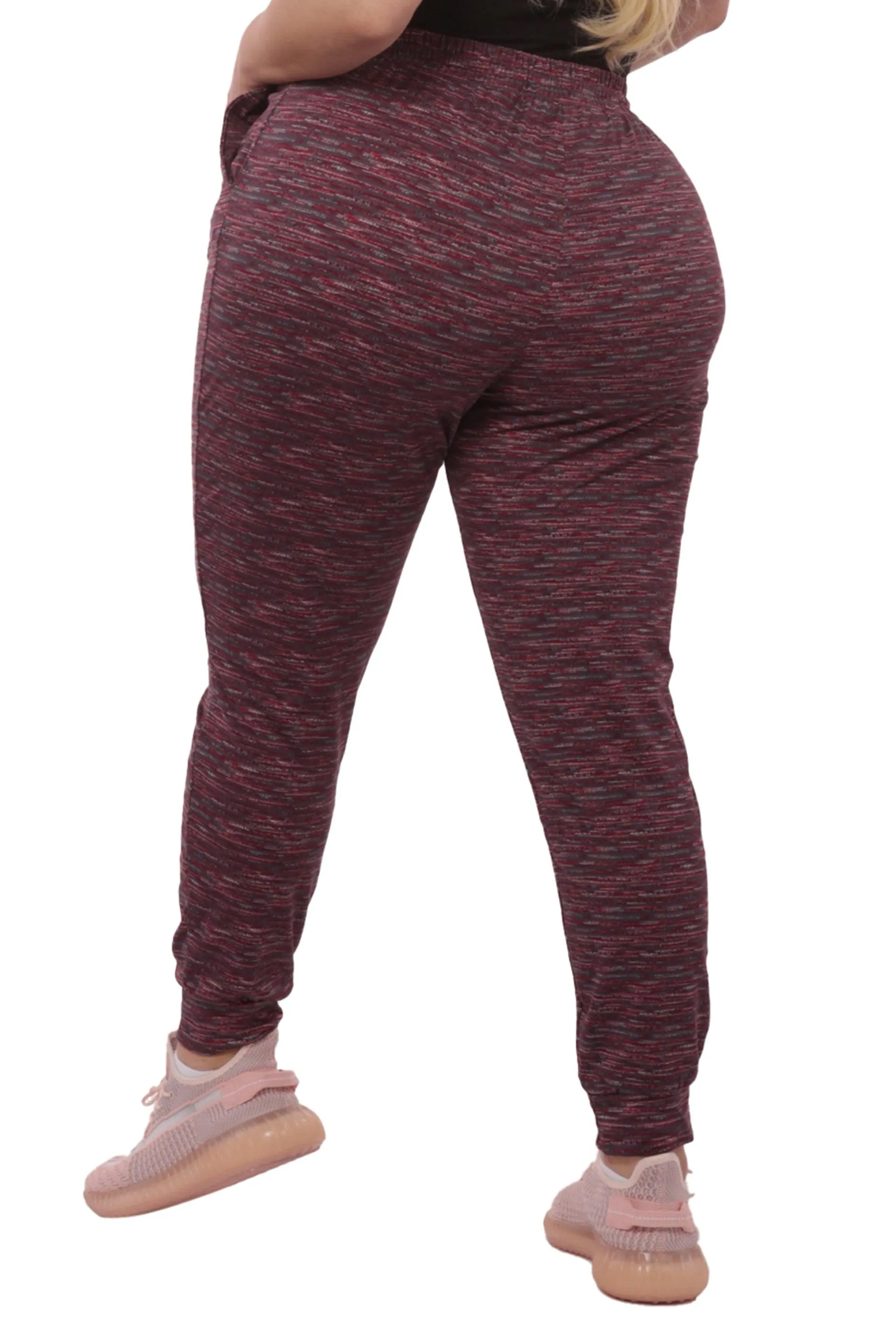 Plus Size Soft Brushed Fleece Lined Sweatpants - Burgundy Space Dye