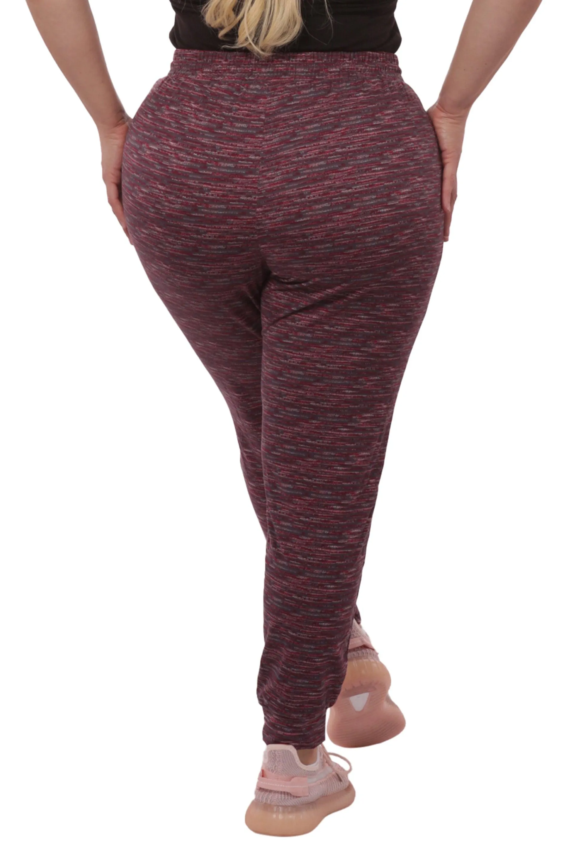 Plus Size Soft Brushed Fleece Lined Sweatpants - Burgundy Space Dye