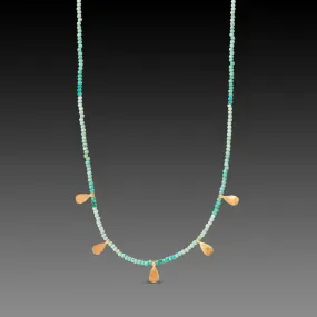 Polished Turquoise & Gold Teardrops Necklace