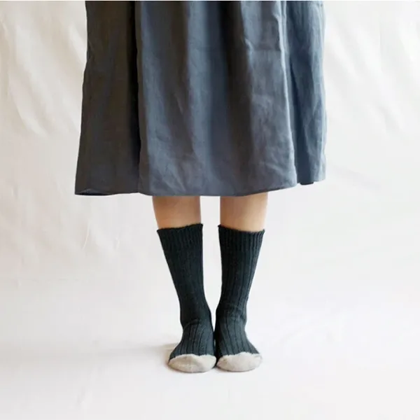 Recycled Cotton Ribbed Socks _ Light Grey, Charcoal or Brown