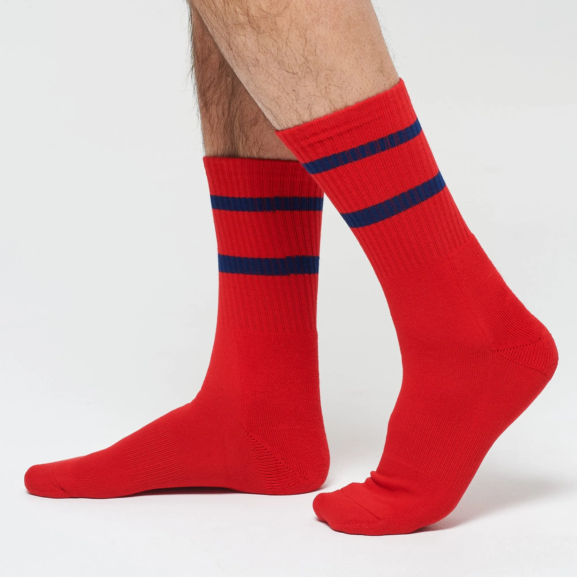 Red Navy Stripe Crew - 3 Pack