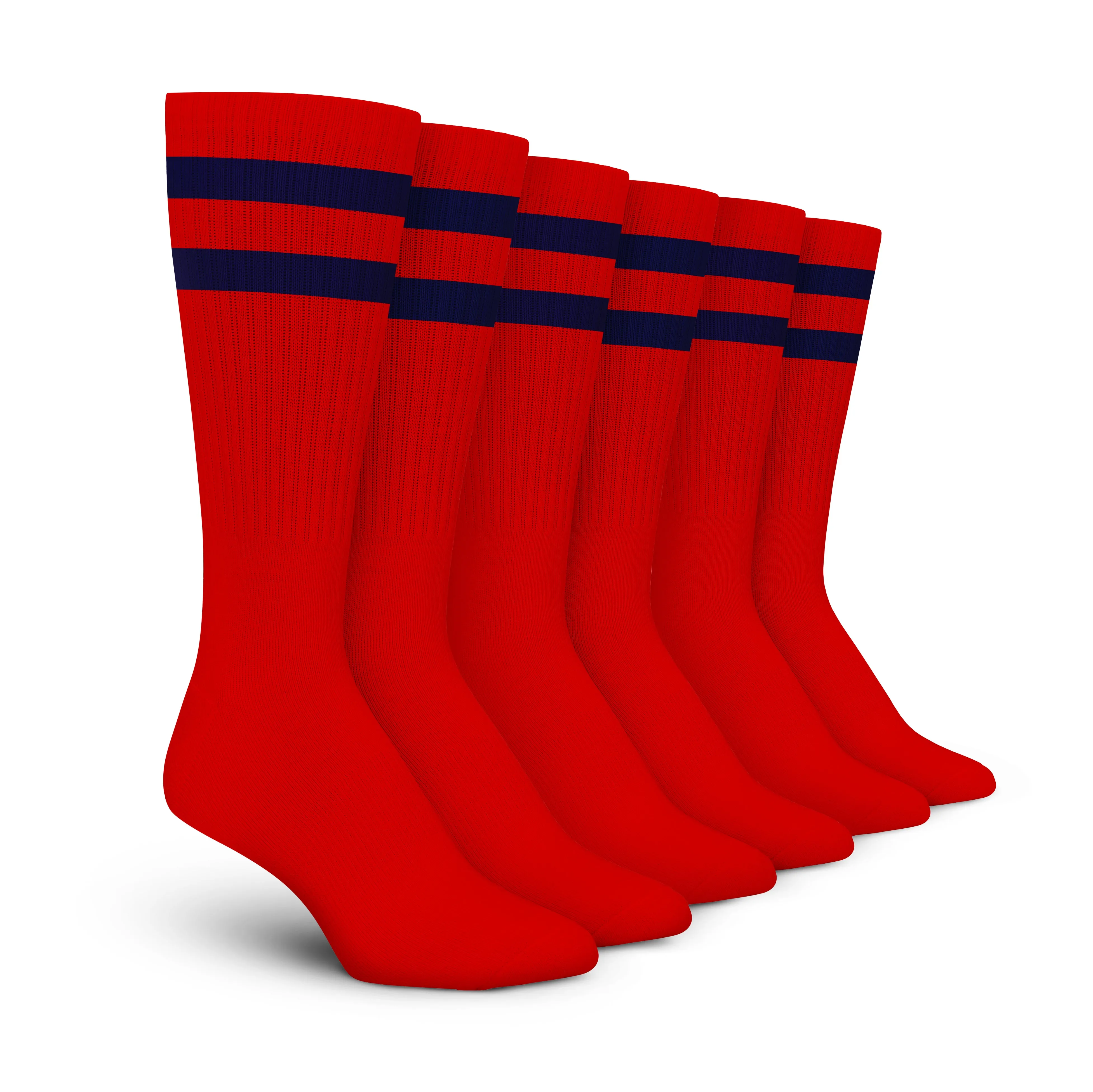 Red Navy Stripe Crew - 3 Pack