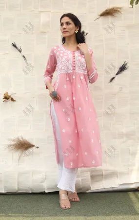 Saba Chikankari kurta in cotton - Pink