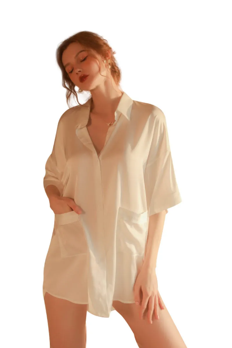 Sexy Loose-ﬁtting Women Sleepwear Shirt